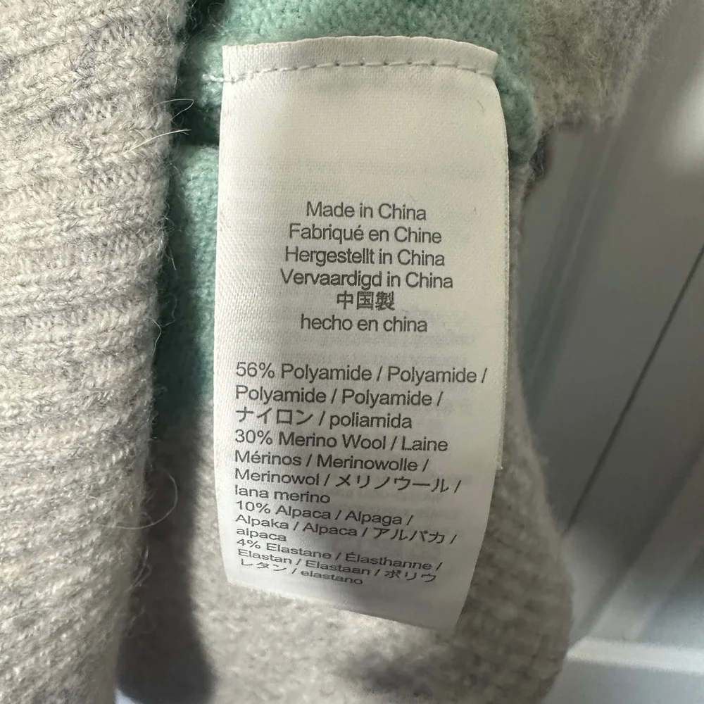 J. Crew Striped Turtleneck Sweater Supersoft Yarn Women Medium Grey Green Merino